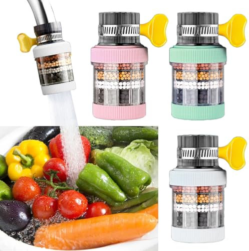 Kit da 3 pezzi Rubinetto Filtroacqua 6 Strati Anti-Splash, Attivo per il Carbonio, Facilmente Rimovibile, Risparmio Idrico per la Cucina, Estensione Doccia Universale, Filtro d'Acqua