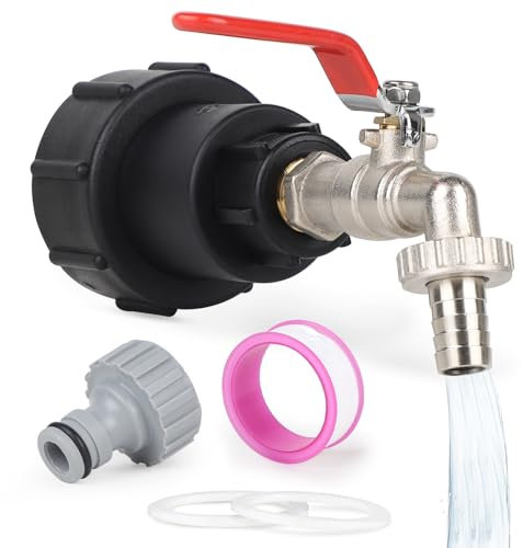 SWAWIS Robinet Cuve 1000L 1/2 S60X6 Raccord Cuve 1000 Litres Extension Intégrée Bouchon Cuve 1000L Robinet Cuve 1000L Plastique Accessoires Cuve 1000L Adaptateur Cuve