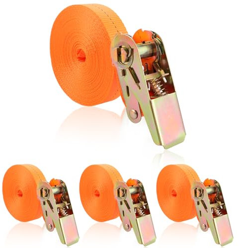 DAJAVE 4 Stück Spanngurte mit Ratsche 8m Spanngurt, Ratschengurte TÜV/GS Zertifiziert mit Doppelnaht I Zurrgurte wetterfest & robust