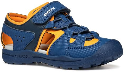 Geox J VANIETT Boy A Sandal, Navy/Orange, 33 EU