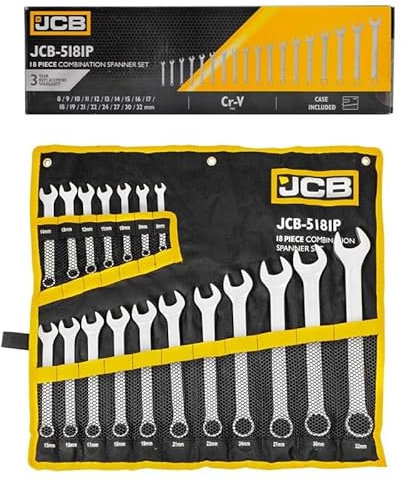 JCB Kombischlüssel-Satz 18-tlg (8-19, 21, 22, 24, 27, 30, 32 mm)