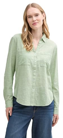 TOM TAILOR Damen 1035247 Bluse mit Brusttaschen aus Baumwolle, 37116-True Green, 36