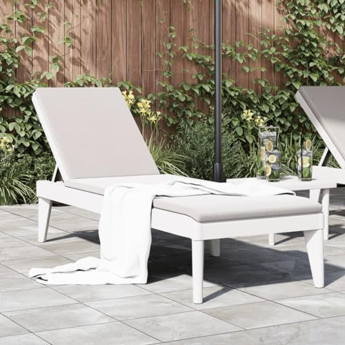 Homgoday Sonnenliege weiß 186 x 60 x 29 cm aus Polypropylen, Möbel für Sonnenliegen, Schlafsofa, Gartenliege, Pool-Liege, Sonnenliege für den Garten, Modell 364215
