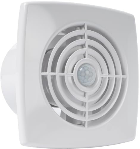 Vent Systems Badlüfter 125mm - Wasserdicht Badventilator mit Bewegungssensor und Timer - IPX4 41dB 19W 150m³/h Wand, Deckenmontage - Geräuscharmer Energieeffizienter Abluftventilator für Küche und Bad