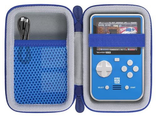 Aenllosi Funda de Transporte Rígida Compatible con Blaze Entertainment Capcom/Taito/Technos Super Pocket Arcade Consola Juegos Portatil,Gris-Blanco con Bordes Azules (Sólo Funda)
