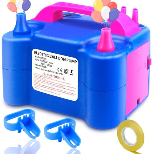 FNMYCO 600W Electric Balloon Pump UK,Portable Balloon Pump Electric,Automatic 2 Modes Balloon Inflator Pump With 2 Size Nozzles,Balloons Pump Machine for Party