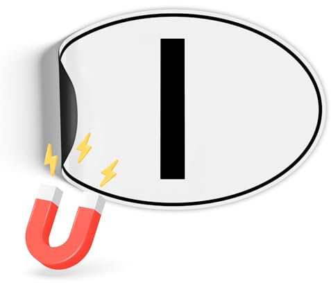 Finest Folia Länderkennzeichen Magnetfolie UV-Druck nach DIN Norm 17,5x11,5cm Kennzeichen Magnet Schild für Auto LKW Wohnmobil Bus wetterfest magnetisch RV005 (16 Italien, Magnetfolie)
