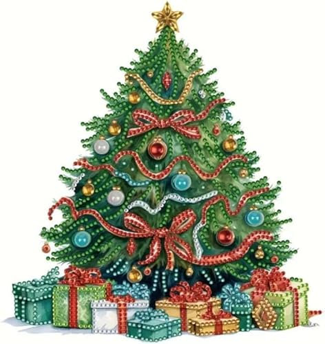Syntego 5D DIY Diamond Painting Crystal Art Kits I Xmas Tree 5 Rhinestone Acrylic Table Top Decorations for Home, Birthday Gifts, Holidays & Special Occasions I Easy to Use & Carry