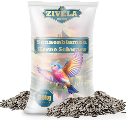 ZIVELA Graines de tournesol noires 30 kg | Nourriture pour oiseaux de qualité supérieure pour oiseaux, riche en nutriments et savoureux, 30 kg