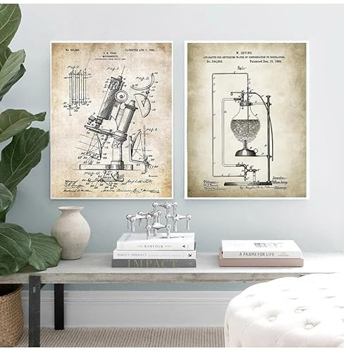 Drucken Wissenschaft Wand Kunst Bilder Periodensystem Chemie Kunst Leinwand Malerei Labor Dekor Chemische Element Vintage Poster 60x90cmx2 Kein Rahmen