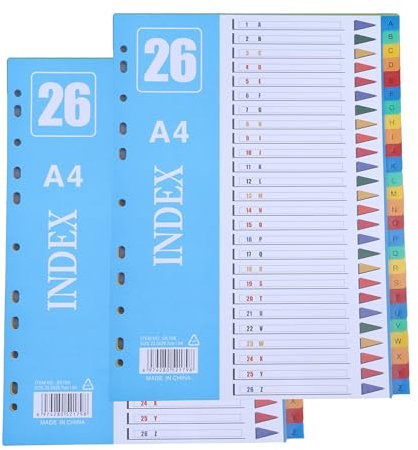 AMO HERMOSO 2er Alphabet Register Trennblätter für Ordner A4 A bis Z, DIN A4 PP abc Register Alphabetisch für Ordner-Organisation im Büro A-Z, Blau