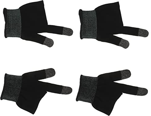 DOITOOL 2 Paar Gaming Spielhandschuhe Zweifinger Carbonfaser Schweißresistent Dünn Touchscreen Fingerschutz Schwarz Grau