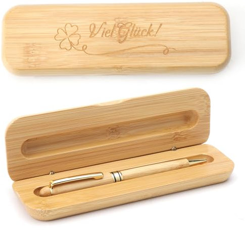 HENGBIRD Viel Erfolg Geschenk Holzkugelschreiber Abschiedsgeschenk Kollegen Neuer Job Geschenke Geschenke Zum Studienbeginn VierbläTtrige Kleeblattgravur Geschenkbox