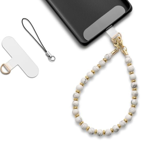 MORSUNBELA Cordon para Movil Cuerda para Movil Colgante Universal para Teléfono, Cadena para Móvil, Compatible Mayoría de los Funda - Blanco