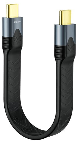 USB C a USB C Cable Corto,USB 3.2 Gen 2 40Gbps Cable FPC Diseño Plano Cable de Carga USB Corto PD 100W Carga Rápida Compatible para Samsung Galaxy S24/S23,iPhone 16 Pro/16Pro Max/16/15,MacBook Air/Pro