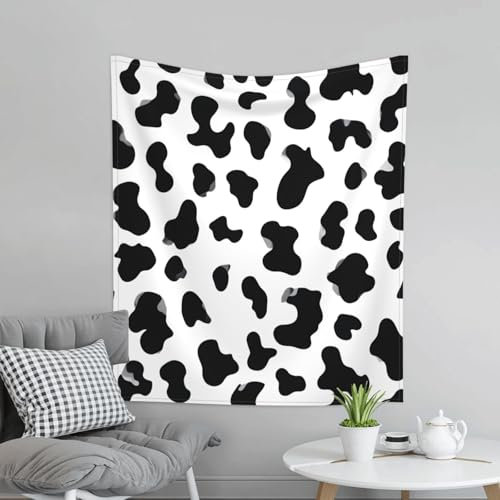 WDXQHY Vertikaler Wandteppich mit Kuhfell-Muster, 152,4 x 129,5 cm, Sof Polyester, Wandbehang mit Haken, perfekt für Zuhause, Schlafsaal, Strand, Picknick