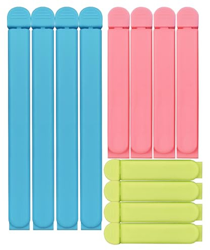 12 Pack Colored Bag Clips, Bag Closures, Chip Clips, Piping Bag Clips for Kitchen Food Bag Sealing, 3 Size
