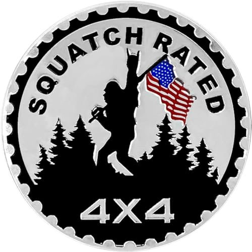 Squatch Bandiera Americana Badge Rated Car Emblem, 3D Metal Bigfoot Distintivi per auto, 4 x 4 metallo Badge, Emblema Rotondo Emblema Decalcomanie Adesivi per auto Compatibile con Jeep Wrangler