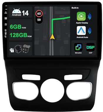 [6G+128G] IPS 10.1 Android 15 Autoradio Für Citroen C4 C4L DS4 2013-2017 mit navi Octa Core-[Eingebauter CarPlay/Android Auto/DSP/Mirror Link/GPS Navi/360 Camera/Bluetooth 5.0/WiFi/USB