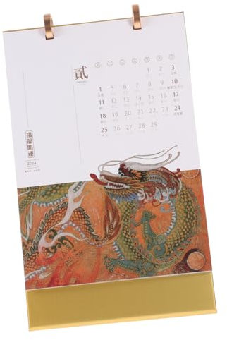 NUOBESTY 2024 bürodeko büro dekoration dating kalender the notebook buch pinup kalender Uhr Schreibtisch Planke Schule Bürobedarf Kaninchen-Jahreskalender Wohnkultur Standkalender Papier