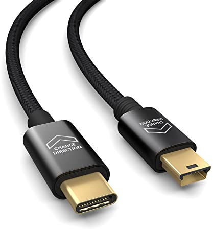 Cable USB C a mini USB de 2 m (compatible con OTG), para dashcam, cámara, navegador por satélite, mando de PS3, marco de fotos digital, cable de carga rápida, cable de datos