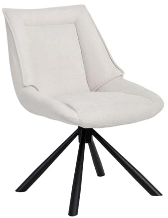Duhome Esszimmerstuhl, Chenille-Stoff, 180° drehbar Automatische Rückstellfunktion, als Bürostuhl, Schminktischstuhl, Lounge Stuhl, Creme-Weiß