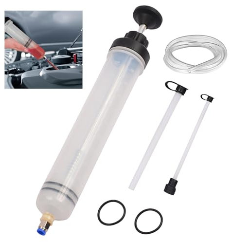 500cc Oil Suction Syringe with Extension Hose, Fluid Transfer Tool for Change Oil Efficiently, Automotive Manual Brake Fluid Extractor & Filling Pump for Cars Motorbikes Marine Engines