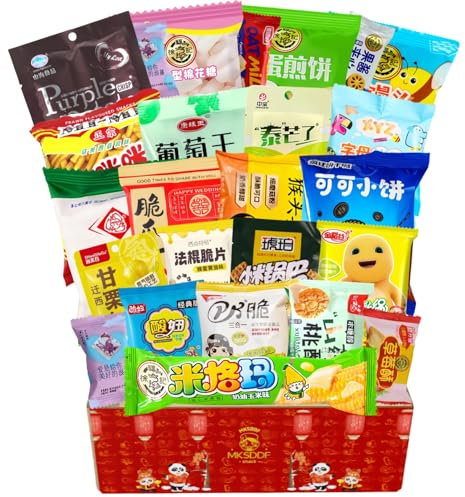 WSYLS-Coffret cadeau de collations chinoises, contenant 25 paquets de collations chinoises, des délices authentiques de Chine | Idéal pour les amateurs de snacks