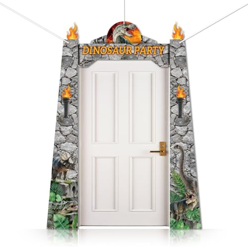 CUTHOLLOW 3 Pcs Dinosaur Party Decorations Porch Banner Backdrop, Dinosaurs Plants Birthday Decorations Hanging Door Banner, Baby Shower Decor, Dino Theme Party Supplies