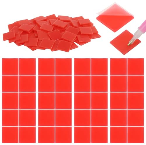 Notoke 80 PCS Diamond Painting Wax Ton Rot - 2x2cm Kleber für Diamond Painting Stifte, Ersatztteile für DIY Diamant Malerei Zubehör (Kreuzstich & Handarbeit)