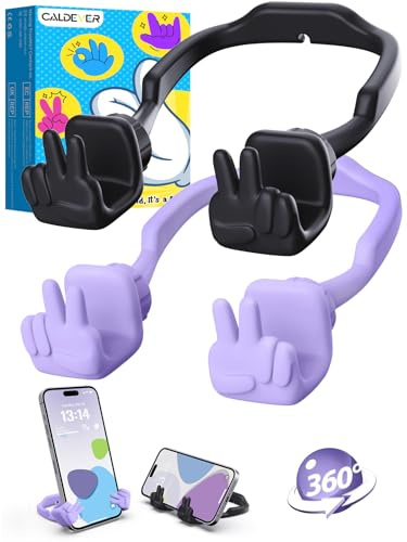 Cadeau Femme Fille Noel Support Telephone: Idee Cadeau pour Garcon Homme Enfant Ado Porte Telephone Support Téléphone Bureau Geste Yeah Original Maman Mamie Drole Secret Santa Cadeaux Noir&Violet 2pc