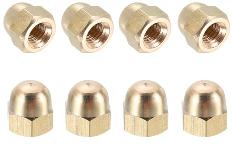sourcing map Acorn Hex Cap Nuts, M6x1mm Brass Dome Head Hex Decorative Cap Nuts for Screws Bolts Industrial Mechanical Electrical Equipment Repair Hardware(Gold Tone, Pack of 8)