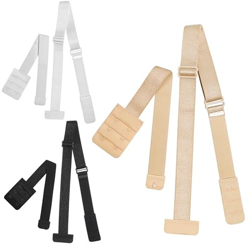 Low Back Bra Conversion Straps, 3 Stück BH Verlängerung Rückenfrei Low-Back Bra Strap, verstellbare rückenfreie BH-Trägerverlängerungen für Party-rückenfreie Kleider, (Schwarz, Weiß, Beige)