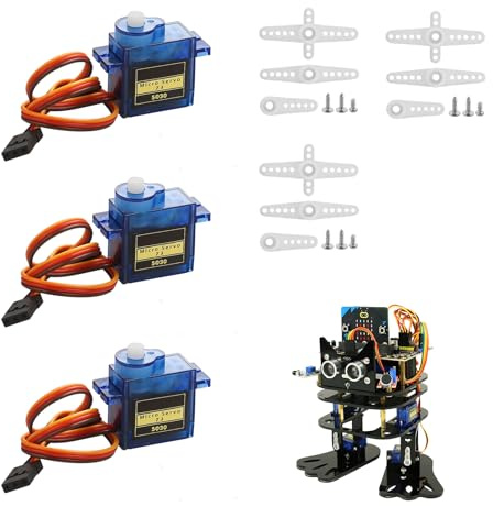 3 Stück 9G Servo Motor Micro, SG90 Servo für Arduino, Mini Servos für RC-Projekte, Roboterarm, Hubschrauber, Boote und Fahrzeuge Steuerung mit Kabel, Control Angle 180°, Blau