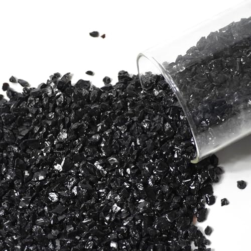 1 Lb Black,Small Crushed Sea Glass,Broken Piece Granules Crafts,Irregular Sea Glass for Vase Fillers Candle Holder Sand Pebbles,Succulent Terrarium Decor,Aquarium,Fish Turtle Tank Decorations