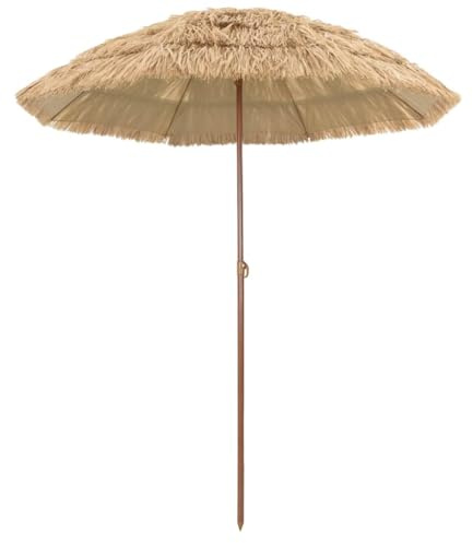 vidaXL Beach Parasol Beige 160 x 160 x 196 cm Polyester and Steel, Adjustable Beach Parasol, Tropical Outdoor Umbrella, LightWeight Shade Solution, Portable Garden Canopy, UV Protection