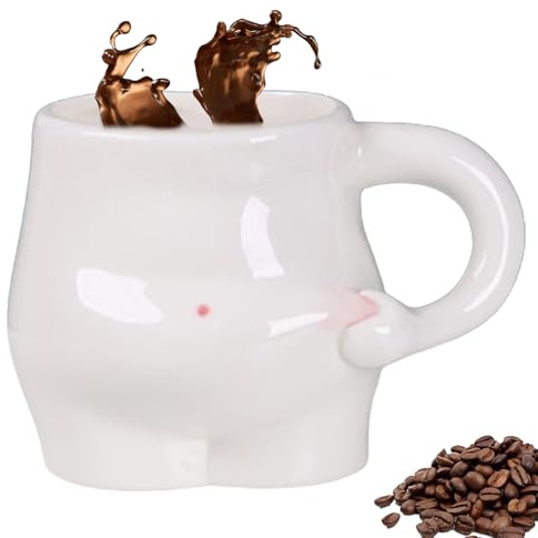 Generico COARE DE FUNTRA - NOUVEAU CHIEN CÉRAMIQUE NOUVELLE ASCORSÉE SOIN CUPINE 320ML | Tasse à café de ventre gras avec pincement du design de ventre gras pour la fête des mères, L