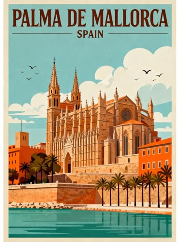 JICFDAO 5D DIY Diamond Painting Paisaje España 30 x 40 cm Pintura Diamante Cuadros Ciudad Palma de Mallorca Pintura Diamante Cuadros Catedral Pintura por Números Paisaje para Relajarse Hogar Pared