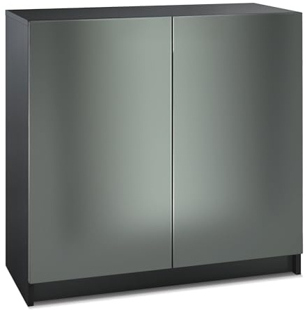 InnoFurn Kommode Elona, Büroschrank mit Soft-Close & Push-to-Open, Aktenschrank, Bürokommode, Home Office & Büro, Schwarz/Anthrazit matt (82 x 78 x 37 cm)