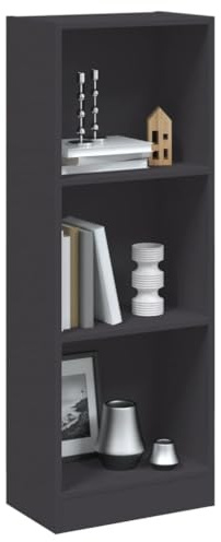 Yisssmeng 3 Fach Bücherregal 40x24x109 cm Grau Holz Standregal offene Ablage Schlafzimmer Büro Küche schmal robust