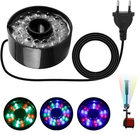 PORFOYO LED-Ring-Brunnen Licht, LED Ring Teichpumpen Farbmodus Mit 7 Farben, Bunte Farbe Wechselnde Ringförmige Springbrunnenleuchte Mit 2.91m Kabel for Schwimmbäder, Brunnen Und Seen (Schwarz)