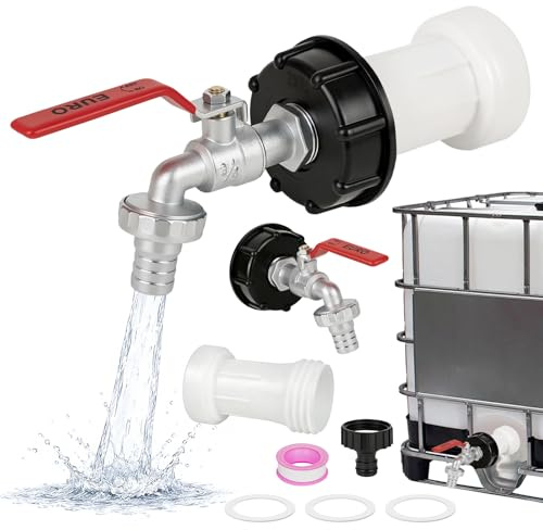IBC Auslaufhahn Regenwassertank1000l Wassertank Wasserhahn Aus Legierung Kugelhahn Mit 3/4 Zoll Anschluss IBC Adapter Für s60x6 Wassertank Wasserhahn,für Regenwassertank IBC Tank Zubehör Regenfass