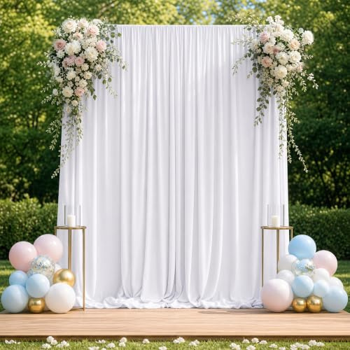 Hintergrundvorhang, 3x3 m Vorhang für Kulissen, Fotohintergrund, Vorhang Backdrop, Hintergrund Stoff, Fotobox Hintergrund Hochzeit Deko Geburtstag Taufe Party Kulisse Drapierung (Weiß, 3 x 3 m)