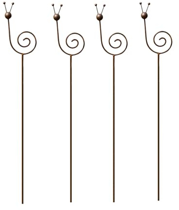 Gartenstecker Gartendeko Rost Schnecken, Metall Rost Deko für Garten mit Metallstab, Schnecken Gartenstecker Gartendeko Für Draußen Wetterfest, Rostdeko Rankstab Beetstecker Topfstecker (4Stück)
