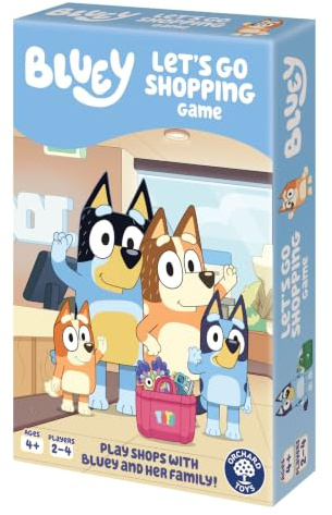 Orchard Toys Bluey Let’s Go Shopping Board Game, Family Fun Shopping Role Play Game with Bluey, Bingo, Mum & Dad, Race to Fill your Shopping Bag, For Kids Aged 4+