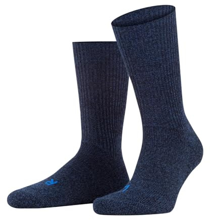 FALKE Unisex Walkie Ergo Socks, Crew Length, Thick Sole, Hiking Sock, Breathable, Moisture-Wicking, Merino Wool, Blue (Jeans 6670), 5-6, 1 Pair
