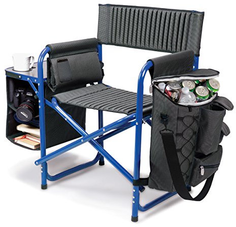 PICNIC TIME ONIVA - a Brand Fusion Original Design Outdoor Klappstuhl, Grau mit blauem Rahmen, 33 x 7 x 21 cm