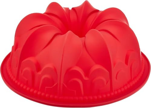 GMMH Gugelhupf Backform aus Silikon (D1, Rot) Silikonbackform Blume Backform, Gugelhupfform, Kuchenform aus Silikon, Form, Silikonform, Brotbackform Obstbodenform Marmorkuchen Rührkuchen