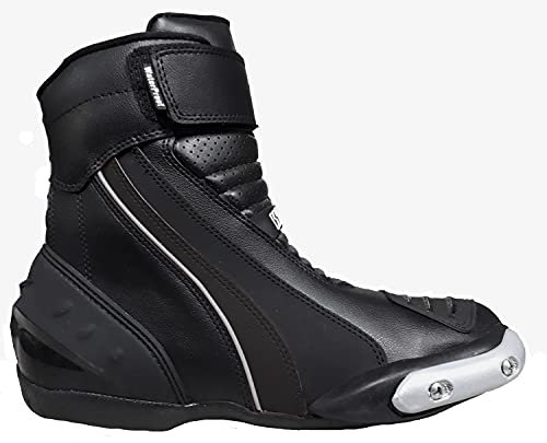 WinNet Stivali stivaletti Bassi da Moto Falco in Vera Pelle con Protezioni e Sliders