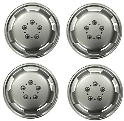 XtremeAuto® 15 Silver, Van/LCV/LGV, Deep Dish Wheel Trim, Hub Cap Covers with Chrome Wheel Bolt Detailing, and Security Cable Ties